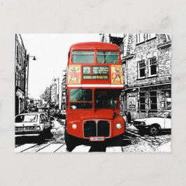 Retro London Buss på Black White Background Vykort