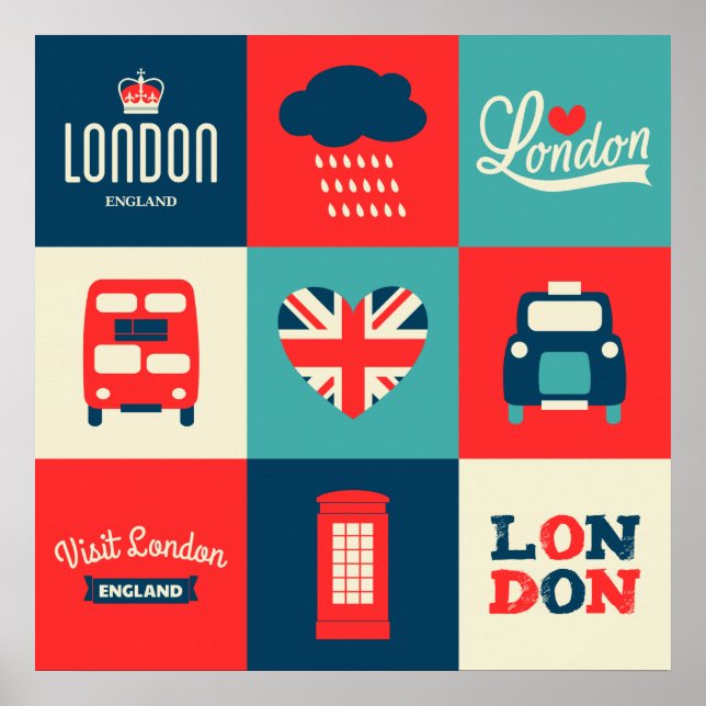 Retro London Collage Poster (Framsidan)