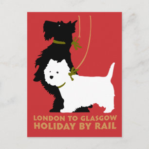 Retro London och Glasgow av tåg, hundar, förfäder Vykort