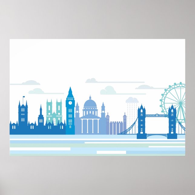 Retro London Skyline Poster (Framsidan)