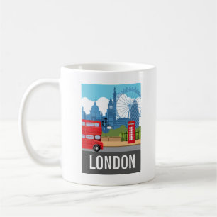 Retro London Te Symboliska Landmärken Kaffemugg