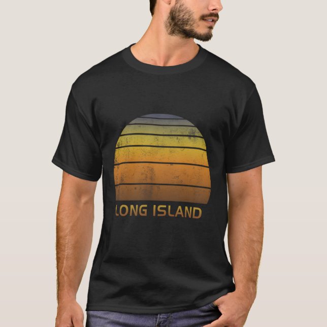 Retro Long Island New York T Shirt (Framsida)