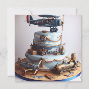 RETRO LOOK AIRPLANE THEMED BIRTHDAY CAKE INBJUDNINGAR