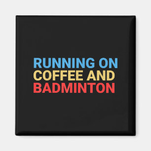 Retro Löpning På Kaffe Och Badminton Älskare Rolig Magnet