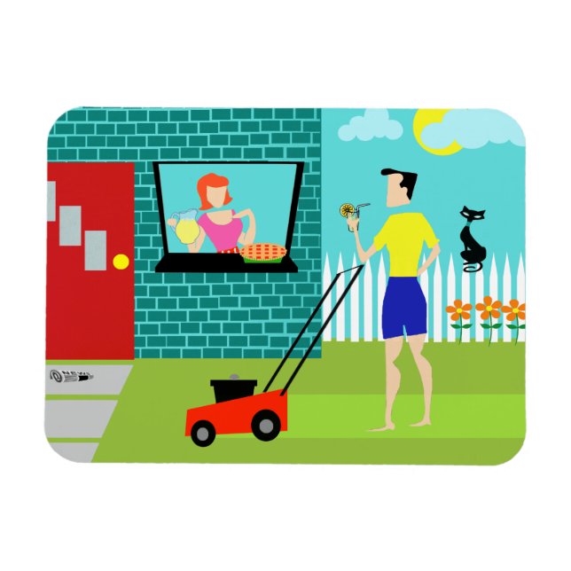 Retro lördag morgon Flexi Magnet (Horisontell)