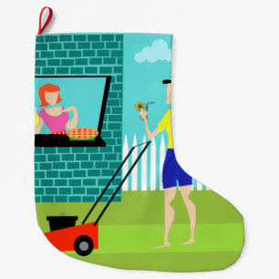 Retro lördagmorgonjulstrumpa stor julstrumpa