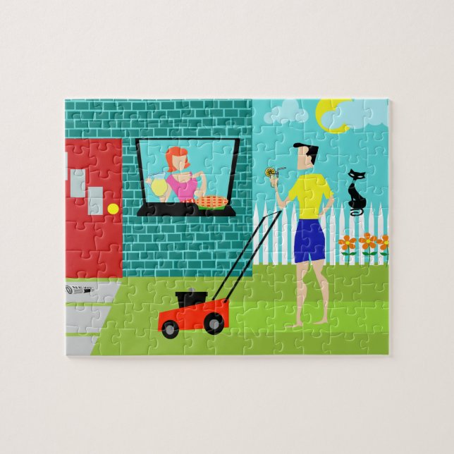 Retro lördagmorgonpussel pussel (Horisontell)