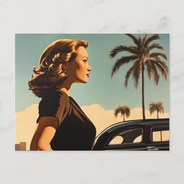 Retro Los Angeles Beauty Vykort (Framsida)