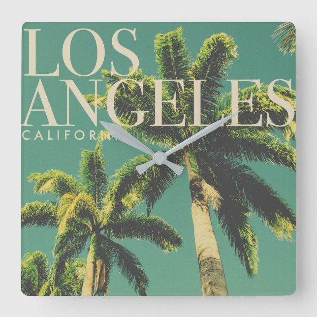 Retro Los Angeles Square Clock Fyrkantig Klocka (Framsida)