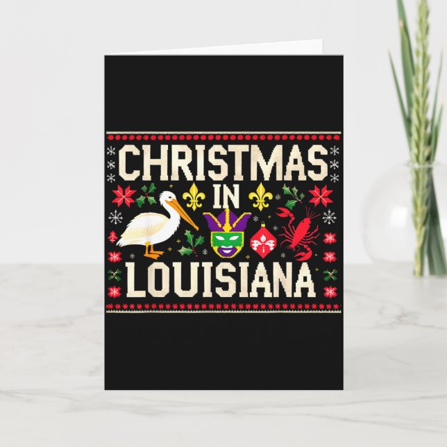 Retro Louisiana Christmas Carnival Mardi Gras Holi Kort (Framsida)