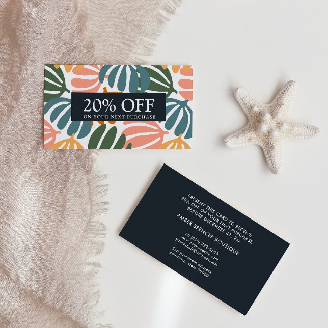 RETRO LÖV GROOVY BOTANICAL Coupon Card Visitkort (Skapare uppladdad)