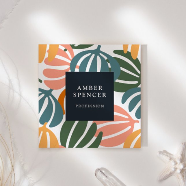 RETRO LÖV GROOVY BOTANICAL GIRLY FYRKANTIGT VISITKORT (Skapare uppladdad)