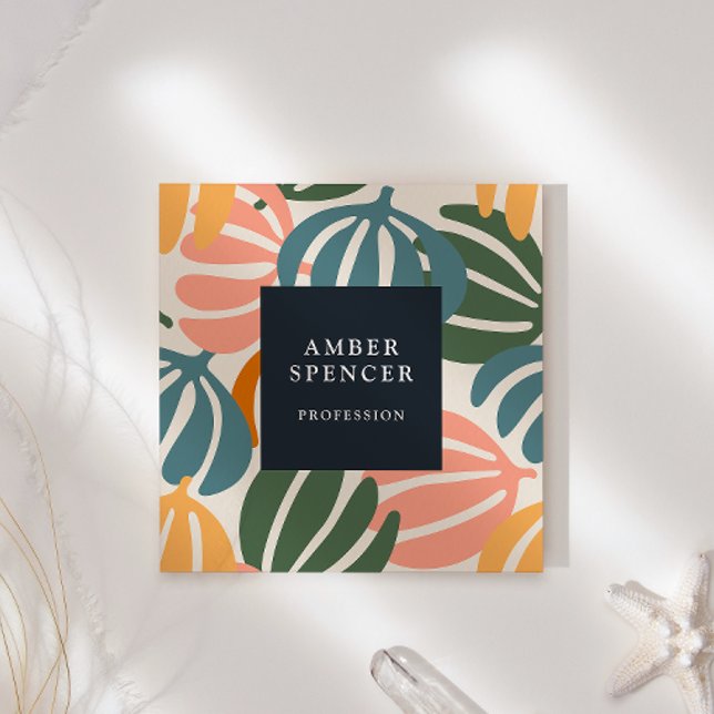 RETRO LÖV GROOVY BOTANICAL GIRLY FYRKANTIGT VISITKORT (Skapare uppladdad)