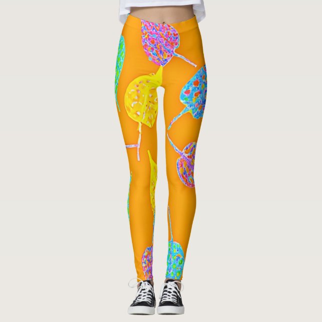 Retro Löv Mönster Leggings (Framsida)