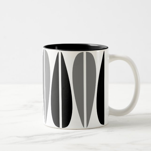 Retro Löv - Svart och Grått Två-Tonad Mugg (Höger)