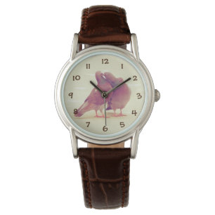 Retro love birds som kysser duvan armbandsur