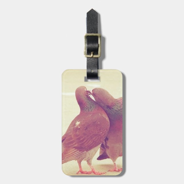 Retro love birds som kysser duvan bagagebricka (Vertikal Framsida)
