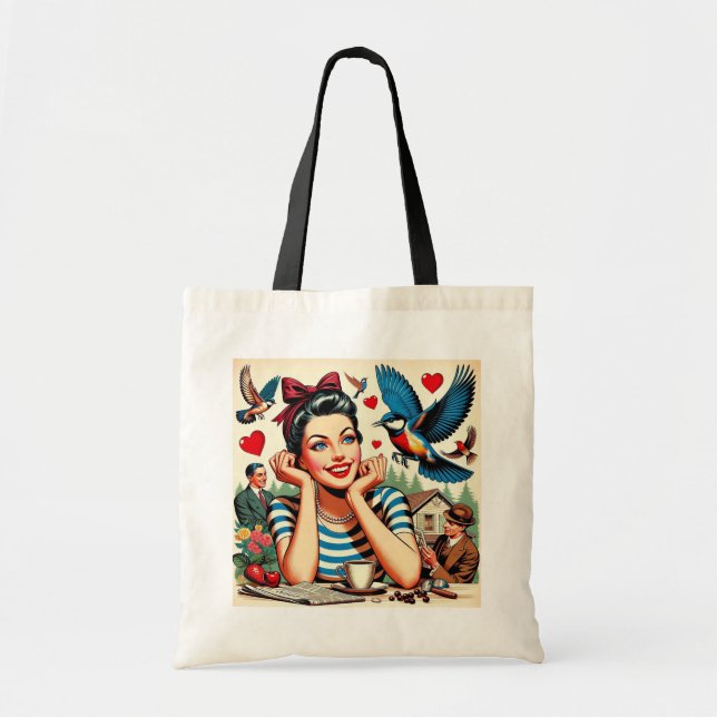 Retro Love Birds  Tygkasse (Framsidan)