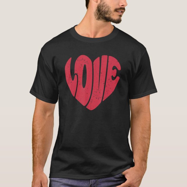 Retro Love Heart, Funny Hello Valentine 2023 Men W T Shirt (Framsida)