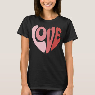Retro Love Heart Valentinsk typografi T Shirt