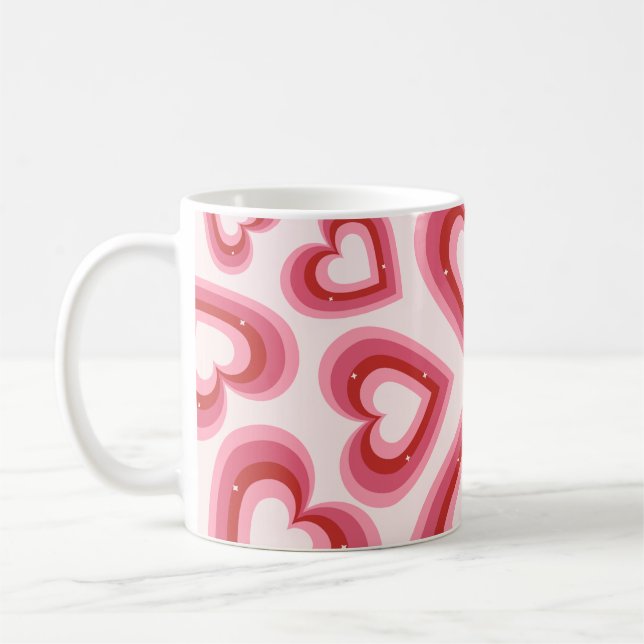 Retro Love Hearts Pattern-mugg  Kaffemugg (Vänster)
