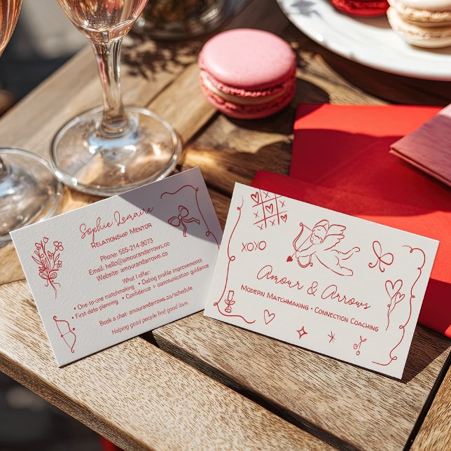 Retro Love Illustrations Matchmaking Dating Coach Visitkort (Retro Love Illustrations Matchmaking Dating Coach Business Card)