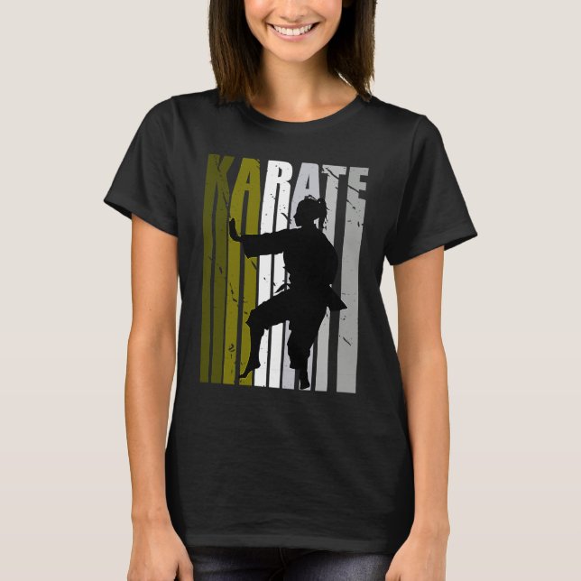 Retro Love Karate Sparring Birthday Olive Green Co T Shirt (Framsida)