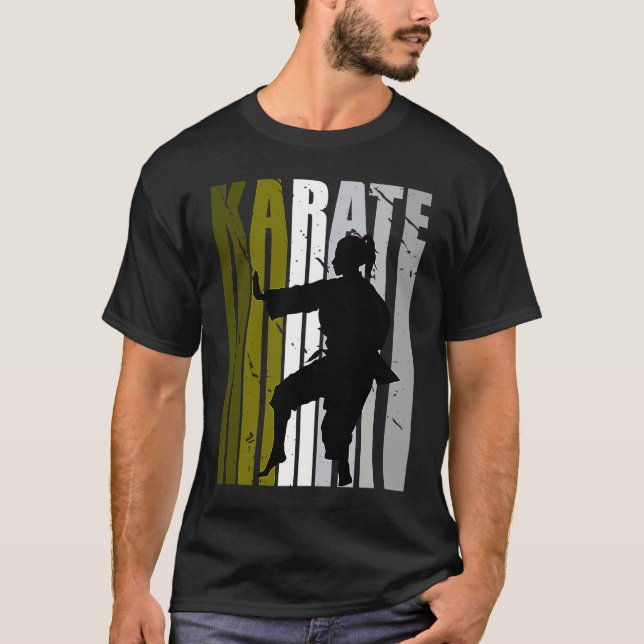 Retro Love Karate Sparring Birthday Olive Green Co T Shirt (Framsida)