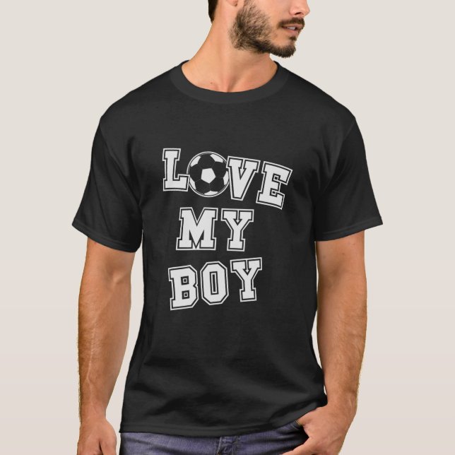 Retro Love My Boy Soccer Mom And Soccer Dad T Shirt (Framsida)