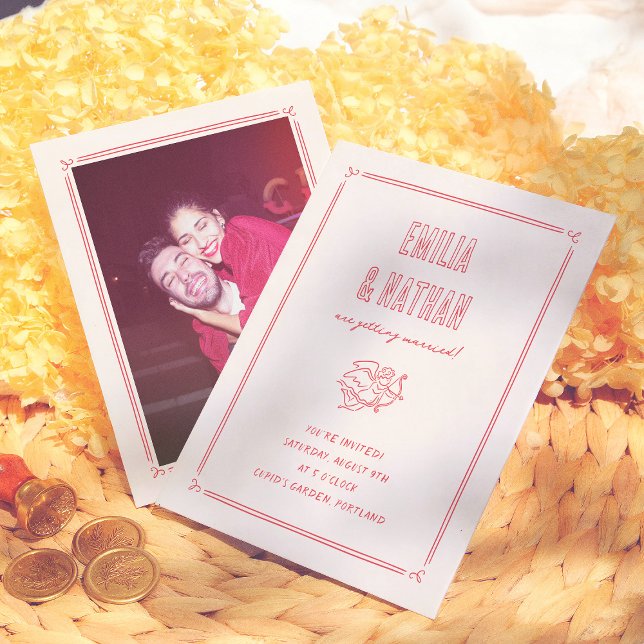 Retro Love Struck Hand Drawn Cupid Budget Wedding (Skapare uppladdad)