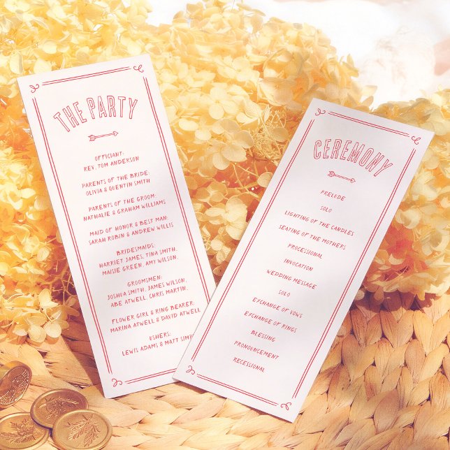 Retro Love Struck Hand Drawn Cupid Modern Wedding Program (Skapare uppladdad)