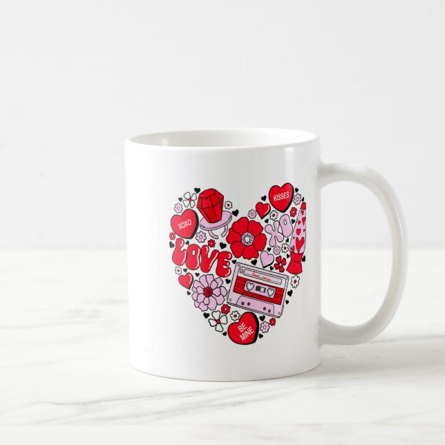 Retro Love Valentines Day Xoxo Conversation Hearts Kaffemugg (Höger)
