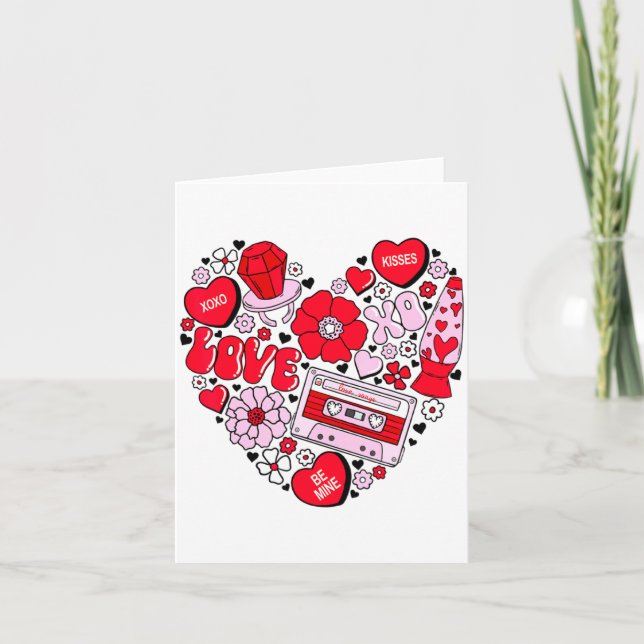 Retro Love Valentines Day Xoxo Conversation Hearts Kort (Framsida)