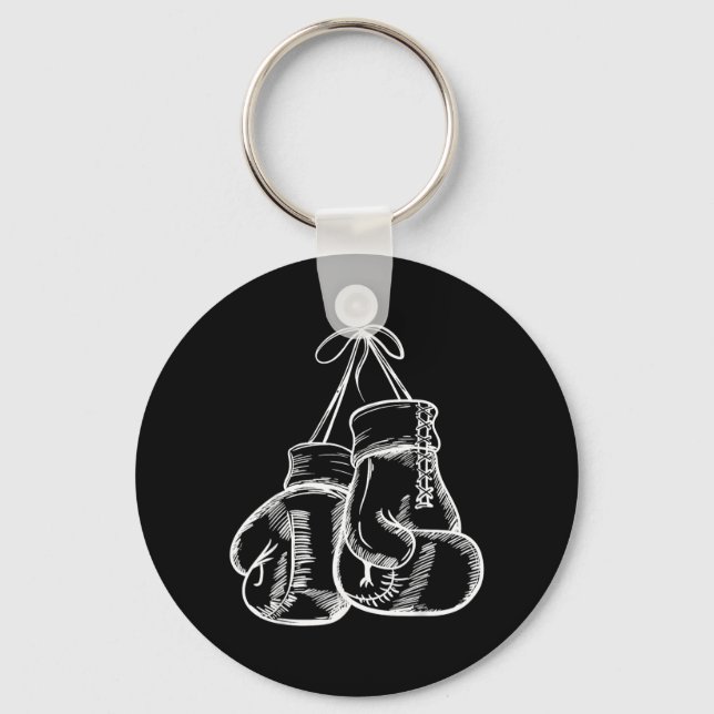 Retro Love White Boxing Gloves Boxer Gift Nyckelring (Framsida)