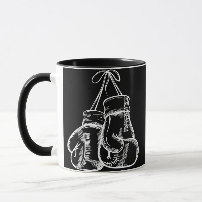 Retro Love White Boxing Gloves Gifts Boxer Gift  Mugg (Vänster)