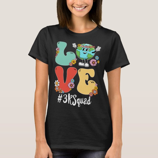 Retro Love World Earth Day 2023 3K Squad Teacher T Shirt (Framsida)