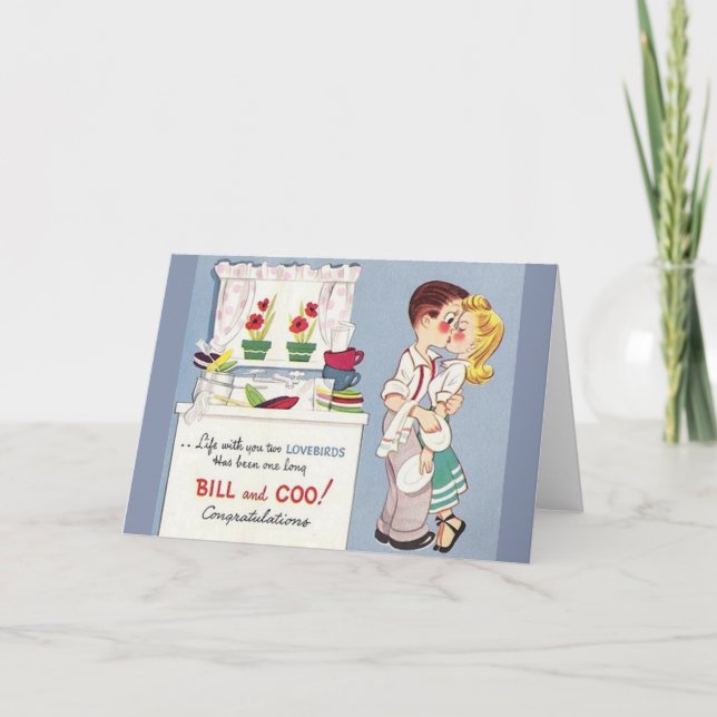 Retro Lovebird-årsjubileum Kort (Framsida)