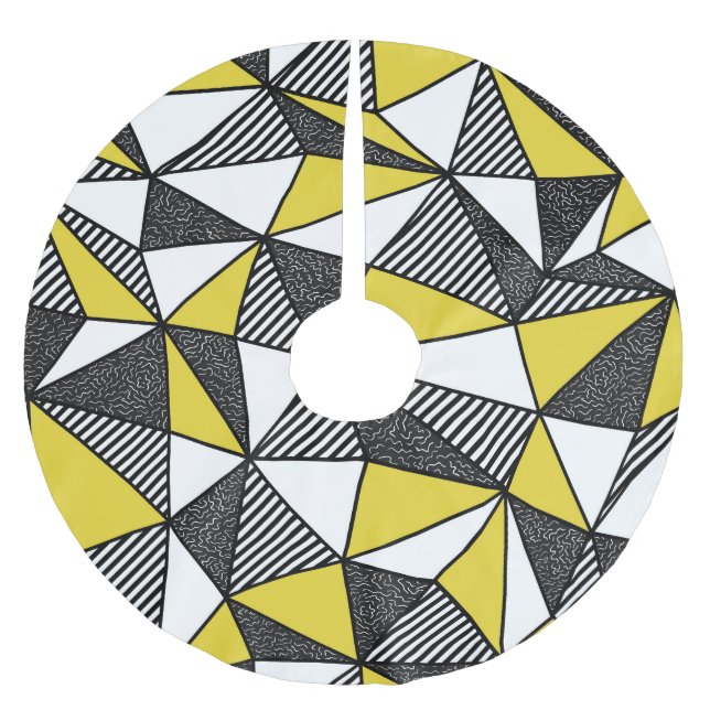 Retro Low Poly Geometric Mönster Julgransmatta Borstad Polyester (Framsidan)