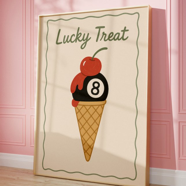 Retro Lucky 8 Ball Glassväggskonst Poster (Skapare uppladdad)