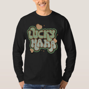 Retro Lucky Mamma St patrick's day Heart Irish Fam T Shirt