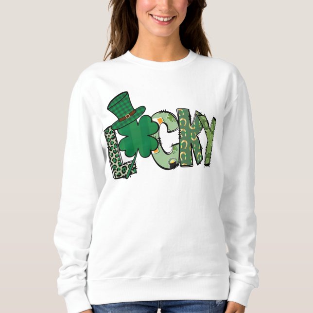 Retro Lucky Shamrock St. Patrick's Day T Shirt (Framsida)