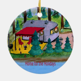 Retro luft-kameran på sjö-julmunnen julgransprydnad keramik