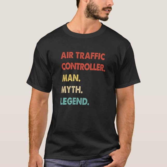 Retro Luft Traffic Controller Man Myth Legend T Shirt (Framsida)