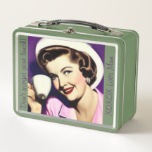Retro lunch box med 1950-talets stiliserade kvinna