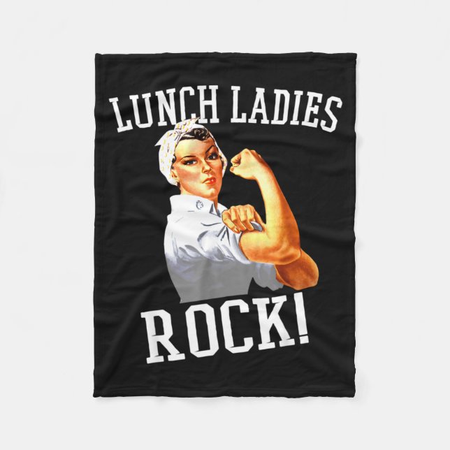 Retro Lunch Ladies Rock Cafeteria Worker Funny Lun Fleecefilt (Framsidan)