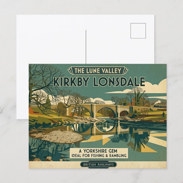 Retro Lune Valley Kirkby Lonsdale konsttryck Vykort (Fram/baksida)