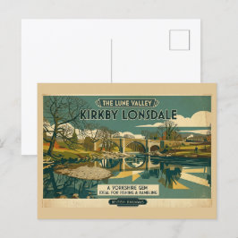 Retro Lune Valley Kirkby Lonsdale Konsttryck Vykort