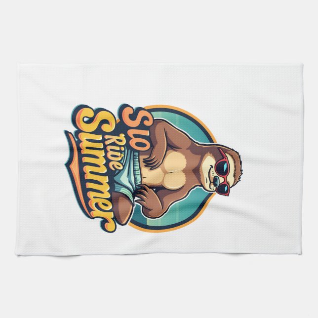 Retro Lutfisk Sommar Retro Strand Vibe Design 2 Kökshandduk (Horisontell)