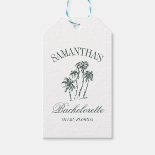Retro Luxe Beach Bachelorette Logotyp Handflatan T Presentetikett