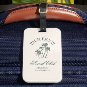Retro Luxe Beach Social Klubb Logotyp Bachelorette Bagagebricka